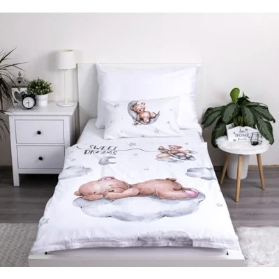 Afbeelding van Theonoi kinderbeddengoed, 100 x 135 cm, katoen, Oeko Tex Standard gecertificeerd, voor jongens en meisjes, teddybeer motief