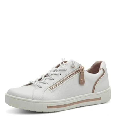 Afbeelding van Jana Sneakers laag, Dames, Maat: 42, White rosegold Kunststof