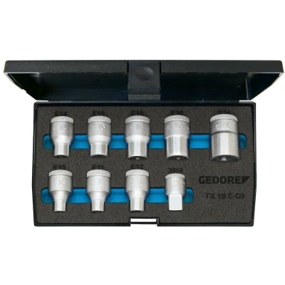 Image de GEDORE TX 19 E 09 jeu de clés à douilles 1/2&quot; E10 E24 9 pièces 6265970