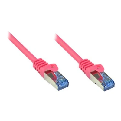 Image de Good Connections RNS Cordon de raccordement RJ 45 (M) pour 25 cm SFTP, PiMF CAT 6a sans halogène, moulé, crochet magenta