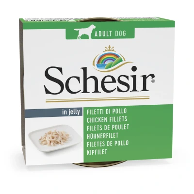 Afbeelding van Schesir Hond Blik Gelei 150 g Hondenvoer Kipfilet