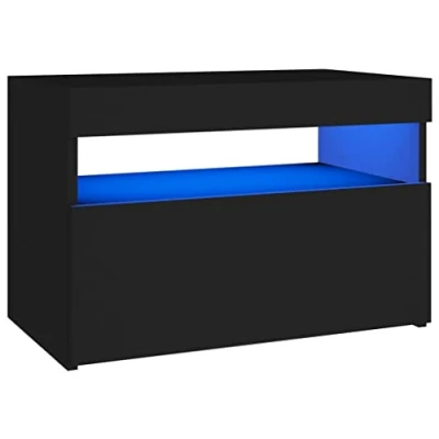 Image de vidaXL Table de chevet avec lumières LED noir 60x35x40 cm3082776