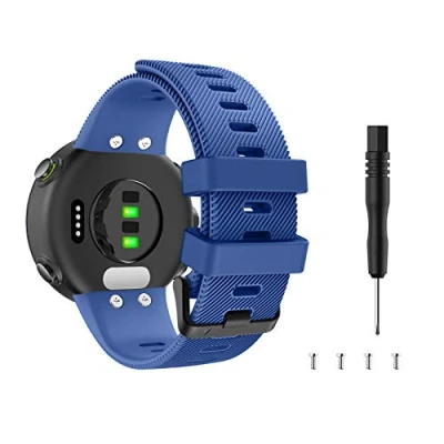 Afbeelding van MoKo Bandje compatibel met Garmin Forerunner 45/Swim 2, reserveband van siliconen voor horloges, nachtblauw