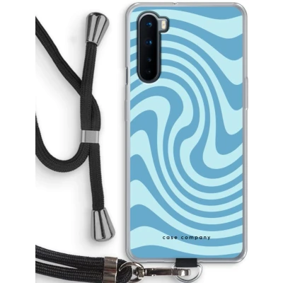 Afbeelding van Case Company® hoesje met Koord geschikt voor OnePlus Nord Swirl Blauw Telefoonhoesje Zwart Bescherming aan alle Kanten en Over de Schermrand