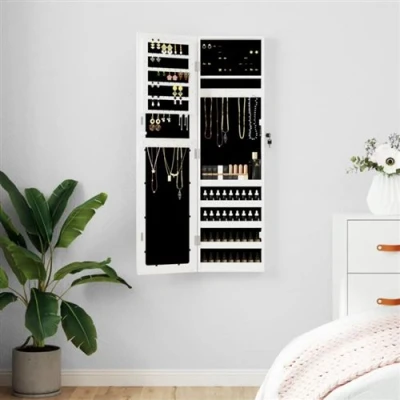 Image de vidaXL Armoire à bijoux avec miroir murale blanc 30x8,5x106 cm353214