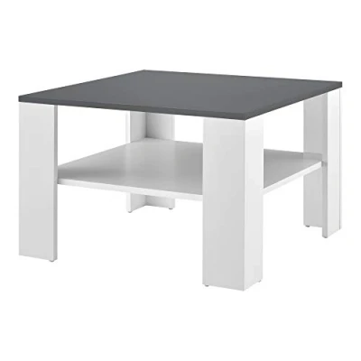 Afbeelding van Salontafel Leiden vierkant 60x60x40 cm wit en donkergrijs