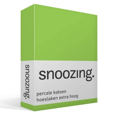 Afbeelding van Snoozing Hoeslaken Extra hoog Tweepersoons 120x200 cm Percale katoen Lime