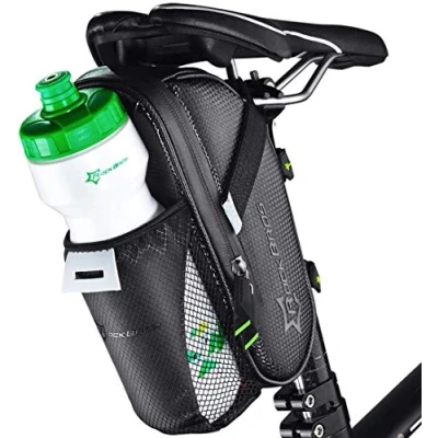 Afbeelding van ROCKBROS Zadeltas voor fiets, MTB, waterdicht, reflecterend, zwart, 1,5 l, fietsaccessoires, met flessenhouder en vuurgat achter