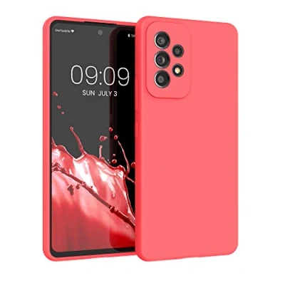 Afbeelding van kwmobile telefoonhoesje geschikt voor Samsung Galaxy A53 5G Hoesje met siliconen coating Smartphone case in neon koraal