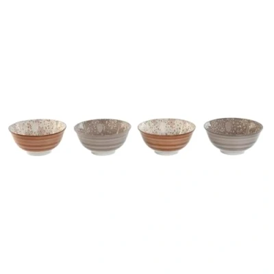 Afbeelding van Kommenset Home ESPRIT Bruin Beige Porselein Blommor Shabby Chic 15 x 7 cm