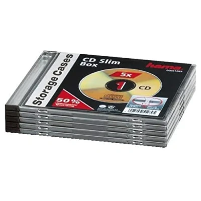 Afbeelding van Hama Cd Box Slim 5 Pack Transparant/Zwart