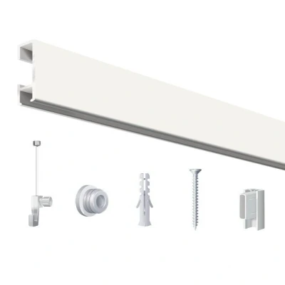 Afbeelding van Click Rail / Ophangrail Glanzend Wit Complete Set 100 cm