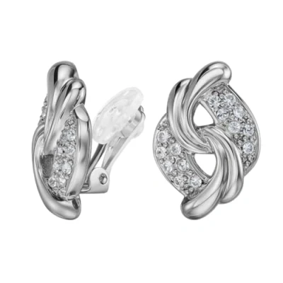 Afbeelding van Traveller Clip Oorbellen Oorclips Dames Zilverkleurig Kristallen Preciosa Crystals Geplatineerd 20 x 13 mm 157783