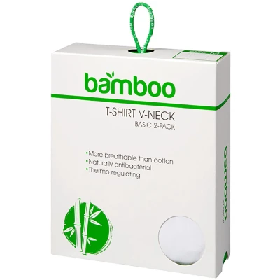 Afbeelding van 2 zachte bamboe T shirts van Pierre Calvini voor dames en Heren V hals Wit L