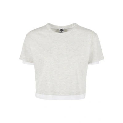Afbeelding van Urban Classics Tshirt basic, Dames, Maat: Medium, Lightgrey/white