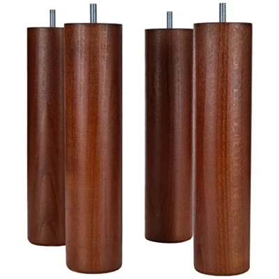 Afbeelding van La Fabrique de Pieds Set van 4 bedpoten, hout, kersenhout, 5,8 x 25 cm
