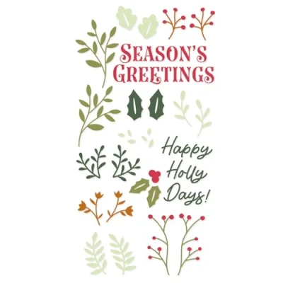 Afbeelding van Sizzix Clear Stamps by Catherine Pooler Happy Holly Days (29pcs) (666729)