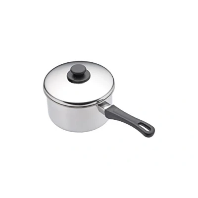 Afbeelding van KitchenCraft Diepe steelpan met deksel, roestvrij staal, geschikt voor inductie, 12 cm