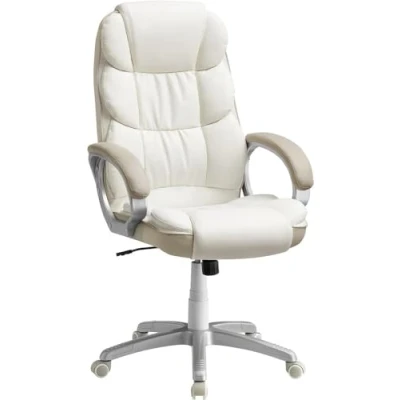 Afbeelding van SONGMICS OBG024W01 bureaustoel, gamingstoel, crèmewit, 53 x 51 112 122 cm
