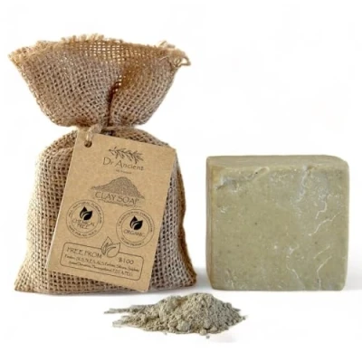 Afbeelding van Traditionele Handgemaakte Antieke Natuurlijke Vegan Organische Klei Zeep Porie Minimaliserende Minerale Peeling, Acne &amp; Vette Huid Behandeling Geen Chemicaliën, Puur Natuurlijk!