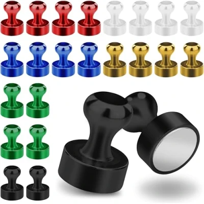 Afbeelding van Poppstar 24x conische magneet (12x16 mm, sterk, hechtkracht 3 kg), zwart, wit, rood, blauw, groen, geel