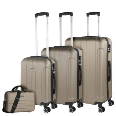 Afbeelding van ITACA Set van 3 koffers, uittrekbaar 55/63/73 cm ABS 4 stijve, robuuste en lichte wielen. Hangslot. Ryanair, goedgekeurde kleine, middelgrote grote koffers 771100, champagne, 55 + 35