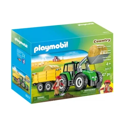 Afbeelding van PLAYMOBIL® Grote tractor met aanhanger P 9317 47 delig