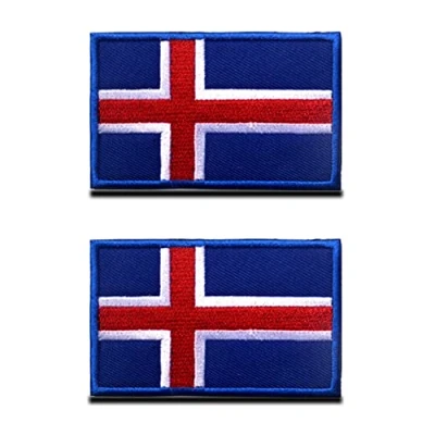 Afbeelding van IJslandse vlaggenbadge tactiek nationaal geborduurd embleem met klittenbandsluiting, militaire klittenbandsluitingen voor rugzakken, kleding, tassen uniform, reisvest jersey