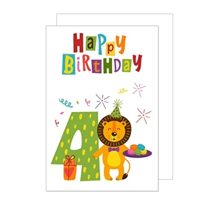 Afbeelding van Edition Seidel Exclusieve verjaardagskaart voor 4 jaar met envelop, wenskaart kinderen en meisjes, enkele kaart (G2944 SW022)