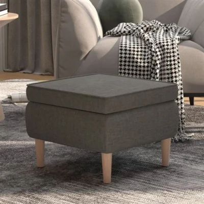 Image de vidaXL Tabouret avec pieds en bois Gris foncé Tissu329447