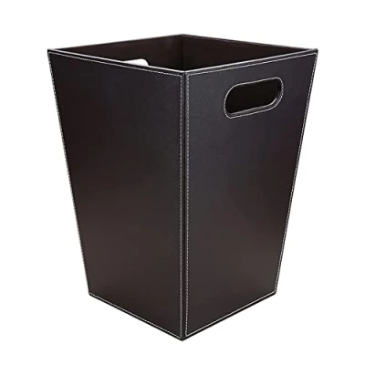 Afbeelding van Klassieke lederen prullenbak voor kantoor/badkamer/keuken/slaapkamer (ruimtebruin)