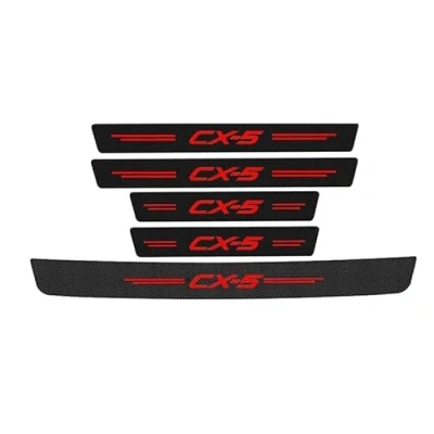 Afbeelding van SANQIUTOU 5 stuks autodeurdorpelbeschermers voor Mazda CX 2015 2020 2021 2022 2023 2024, carbon autofolie met koolstofvezellogo zelfklevend