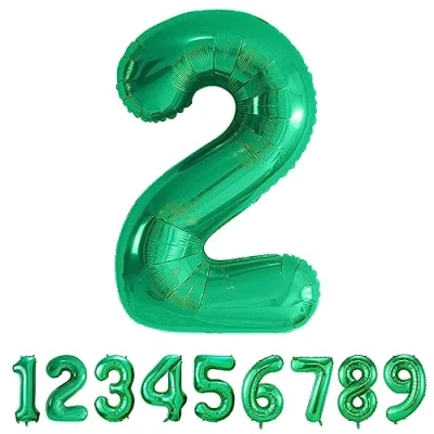 Afbeelding van Verjaardagsballonnen voor 2 jaar, opblaasbare ballon, reuzenballonnen, XXL, groen, 101 cm, verjaardagsdecoratie, cijferballon, heliumvloot