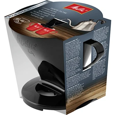 Image de Melitta Porte Filtre, Pour Filtre à Café 1x4, Compatible avec 1 Verseuse ou 2 Tasses, Plastique, Over, Noir, Noire