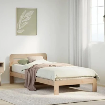 Image de vidaXL Cadre de lit avec tête 75x190 cm bois pin massif