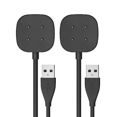 Afbeelding van Sinoacc 2 stuks oplaadkabel compatibel met Fitbit Versa 4 Sense Smart Watch oplader 2, Sense, 4, 3 magnetisch laadstation, USB kabel 100 cm