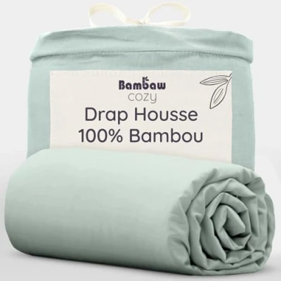 Afbeelding van Bambaw 100% bamboe beddengoed, 35 cm diepe zakken, verkoelende lakens voor nachtelijk zweten, super kingsize 180 x 200 (zeeglas)