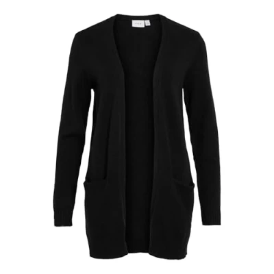 Image de Vila Viril L/S Open Knit Cardigan Noos Gilet Femme, Noir (Black), S