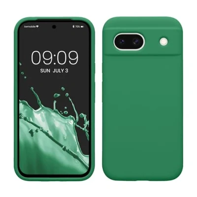 Afbeelding van kwmobile telefoonhoesje geschikt voor Google Pixel 8a Hoesje met siliconen coating Smartphone case in elfengroen