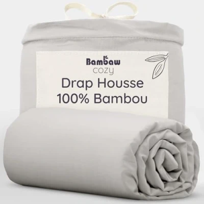 Afbeelding van Bamboe Hoeslaken 2 Persoons Eco 160cm bij 200cm Grijs Luxe Beddengoed Hypoallergeen Puur Viscose Rayon Ultra ademende Stof Bambaw