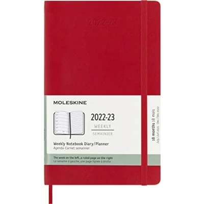 Afbeelding van Moleskine 18 Maanden Agenda 2022/23 Wekelijks Large Zachte Kaft Rood
