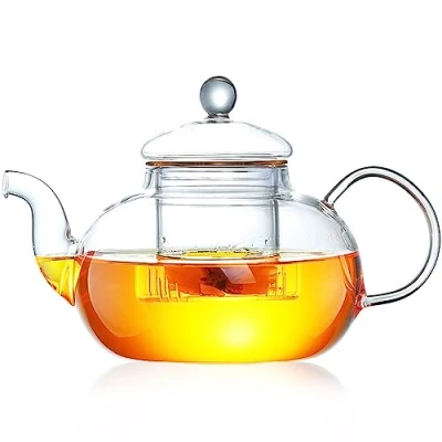 Afbeelding van Kleine glazen theepot met uitneembare theezeef van hittebestendig en magnetronbestendig glas voor het bereiden losse thee, 400 ml