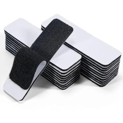 Afbeelding van 20 stuks zelfklevende klittenband, extra sterk, 3 cm x 10 cm, dubbelzijdig met klittenbandsluiting, voor stof, bevestiging, organisatie en opslag, zwart