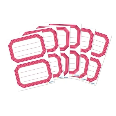 Afbeelding van HERMA Set van 5712 permanente zelfklevende etiketten voor boeken, schriften, dozen, thuis, rood, 82 x 55 mm, mm