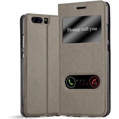 Afbeelding van Cadorabo Hoesje geschikt voor Huawei P10 in STEEN BRUIN Beschermhoes met magnetische sluiting, standfunctie en 2 kijkvensters Book Case Cover Etui