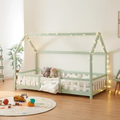 Afbeelding van Kinderbed Sisimiut met uitvalbeveiliging 90x200 cm mint en wit