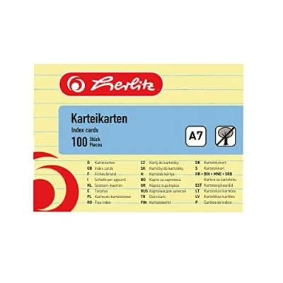 Image de herlitz Fiches bristol, format A7, lignées, jaune