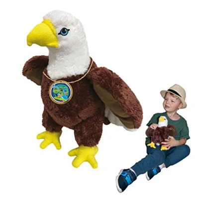Afbeelding van EcoBuddiez Luxe adelaar, groot, zacht pluche, 30 cm, van gerecyclede kunststof flessen, cadeau voor kinderen en dieren, schattig, baby&#039;s.