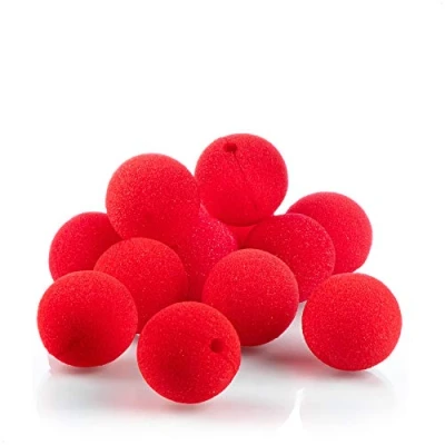 Afbeelding van COM FOUR® 12 x clownneus van schuim, rode valse neus voor kostuums, Ø 5 cm, verkleedpartijen, carnaval of andere themafeesten (12 stuks)