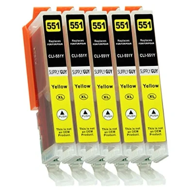 Afbeelding van 5 inktcartridges met chip compatibel Canon CLI 551 geel voor Pixma IP7250 IP8750 IX6850 MG5450 MG550 MG5650 MG5655 MG6350 MG6450 MG6650 MG7150 MG7550 MX7250 0 MX92. 36 NL